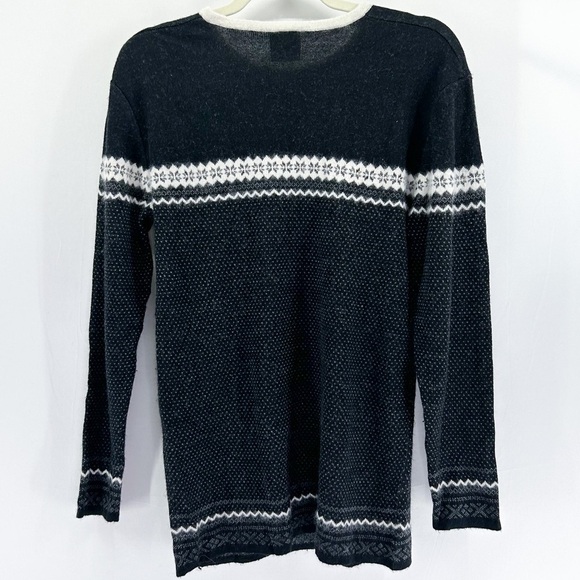 Vintage Partners Black Fair Isle Super Soft Wool Angora Sweater Lightweight - Picture 2 of 7